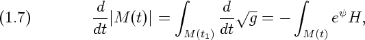                           integral                integral 
             -d                d- V~ --           y
(1.7)         dt|M (t)|=        dt  g = -       e H,
                          M(t1)            M(t)
